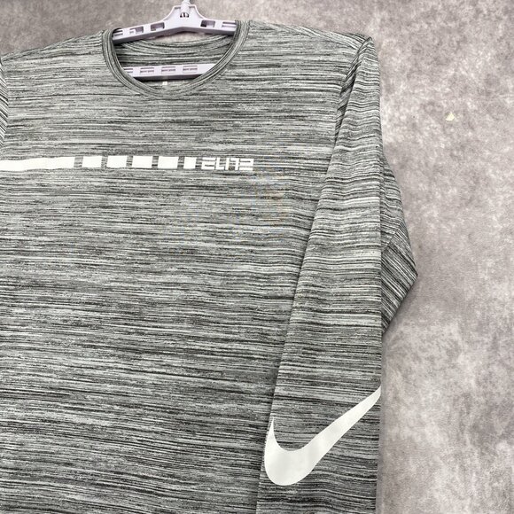 Nike Dri-Tit T-Shirt Elite Mens Large Gray Sleeve Swoosh Athletic Cut Gym - Picture 5 of 11